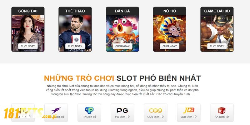 Các loại hình trò chơi khác có trên nhà cái 181bet