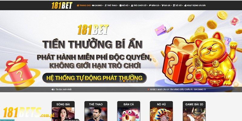 Vào trang web chính thức của nhà cái uy tín 181bet